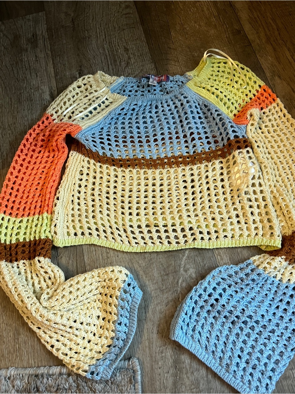 Urban outfitters Crochet Open-Weave‎ Multi-Color Women's Sweater